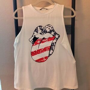 Woman's sleeveless T-shirt Red, White and Blue